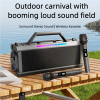 Portable Karaoke Machine, with 2 Microphone, Three Echo Levels, Indoor and Outdoor Modes, Deep Bass, Supports AUX, TF, USB