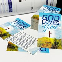 100pcs Religious Thank You Cards God Loves You Jesus Paid It All - Christian Greeting Cards for Baptism/Easter/Worship