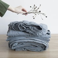 100% Linen Bedding Set with Elastic Band Fitted Sheet Duvet Cover Pillowcases Single Couple Bedsheet Single Couple Twin Size