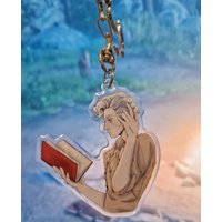 Astarion Reading Acrylic Keychain, Baldur's Gate 3 Double-Sided Printed Game Character Backpack Charm Pendant for Fans