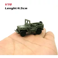 1/72 WWII USA Willys Jeep with Hanging Bucket 4.5cm Military Vehicle Plastic Assemble Car Model Toys