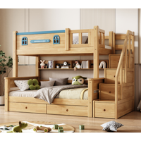 !@2025 High-Low Beds Children Home Furniture Upper Lower Tables Combination Kids Wooden Bunk Bed With Storage Cabinet Stair