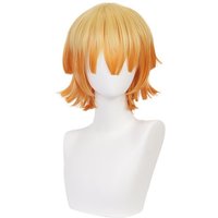 Cosplay Orange Gradient Wig Synthetic Fiber Wig Zenitsu Wig for Halloween Parties Short Yellow Wig