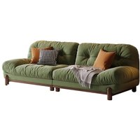 Italian pine sofa, retro vertical sofa with high-density sponge and velvet fabric, wooden frame and suede material.