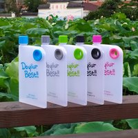 380ML Transparent Flat Water Bottle Plastic Travel Bicycle Drinking Cup Reusable Portable Water Bottle