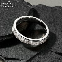 IOGOU VVS1 Lab Created Imitation Diamond Half Eternity Wedding Ring for Women 2MM 0.39CTTW D Color Moissanite Ring Jewelry Gifts