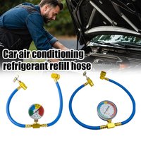 R134a Car Air Conditioner Refrigerant Charging Hose with Gauge Auto AC Recharge Kit Pipe for Automobile Air Conditioning Repair