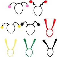 Cosplay Headband Bee Pompom Antenna Shape Hair Hoop Plush Party Headpiece Childrens Day Stage Dancing Headband Unisex