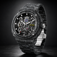 TSAR BOMBA Carbon Fiber Luxury Automatic Men's Watch NH72 Movement Sapphire Crystal 10ATM Waterproof Luminous Skeleton Watch