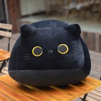 Kawaii Black Cat Plush Toy Cute Stuffed Animal Kitty Plushie Soft Pillow Gift for Kids Birthday Gift for Boys Girls Home Decor