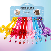 12Pcs Wholesale Mix Color Anti-Lost Dog Collars Pet Cat Puppy Buckle Collar with Bow Bell 6 Colors Footprint Reflective