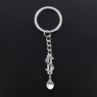 Fashion Keychain 37x9mm Money Dollar Spoon Silver Color Pendants DIY Men Jewelry Car Key Chain Ring Holder Souvenir For Gift