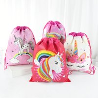 1pc Unicorn Theme Party Non-woven Fabrics Drawstring Bag Kids Birthday Party Gifts Backpack Bags