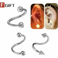 1pc 16G Titanium Punk Rock Ear Plug Spiral Barbell Cartilage Helix Earring Body Twist Bar Stud Lip Ring Ear Piercing Jewelry