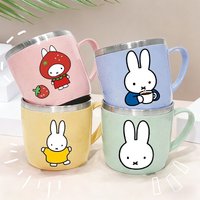 Miffys Rabbit Water Bottle for Men Women Stainless Steel Toothbrush Cups Cartoon Letter Home Coffee Milk Water Cup Birthday Gift