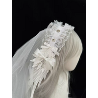 Lolita headpiece Angel wings Gothic angel feather Night Church Virgin Cross Embroidered Shawl Headband veil gothic lolita