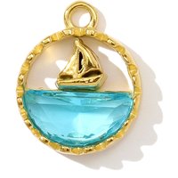 3pcs/Lot Wholesale Stainless Steel Blue Zircon Ocean Necklace Pendant Turtle Dolphin DIY Earring Charm Women Sailboat Jewelry