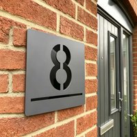 Custom Modern House Number Sign, Matte Gray-Black Acrylic Address Plaque with Mirrored Lettering, Home Door Plate