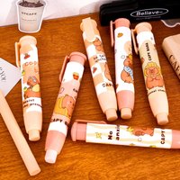 2/4/6/8pcs Capybara Retractable Eraser Cute Cartoon Press Type for Kids Classroom Rewards Student Gifts