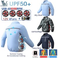 SUB 12V/5V 4Fans Smart Air Conditioning Clothes Men Cooling Jacket Sun Protection Breathable Workwear For Fishing Hiking Outdoor