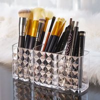 Transparent Acrylic Cosmetic Organizer - 3-Tier Makeup Brush & Lipstick Storage Box with No Lid for Bathroom & Makeup Desk