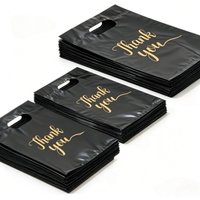 50/100PCS Black Thank-you Plastic Gift Bag Handbag Plastic Shopping Bag Shopping Boutique Stores Supermarket Clothing Store