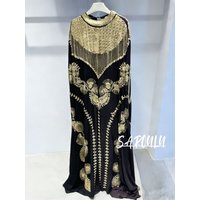 2026 Moroccan Kaftan Abaya Plus Size Prom Gown Luxury Heavy Embroidery Beaded Robe Cape Sleeve Muslim Evening Dress For Wedding