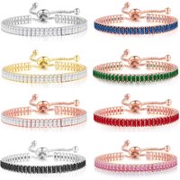 Black Iced Out Crystal Tennis Bracelets For Men Women Rectangle Zirconia Adjustable Chain on Hand Hip Hop Hippie Jewelry DZH051