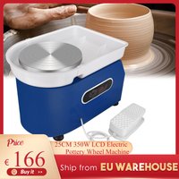 Electric Pottery Wheel with LCD Display 25CM 350W Pottery Wheel Ceramic Work Clay DIY Craft Dual Control Removable ABS Basin