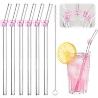 Straw Glass Straw Reusable Clear Bent Cute Straws for Drinking Smoothie Cocktail Shakes Beverages