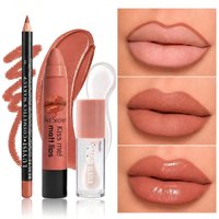 3pcs Lip Kit Set-1pc Lipstick,1pc Lip Oil,1pc Lipliner,Waterproof Long-Lasting,Matte&Glossy Finish,Smudge-Proof,Natural Looks