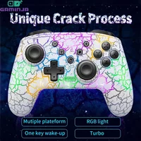 GAMINJA Wireless Gamepad LED CRACK PROCESS Für Nintendo Switch TV Box PS3 Joystick Controller Sechs achsen gyroskop Dual Vibration