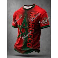 2026 Moroccan Men'S Football Jersey Retro Lion Print Short Sleeved Breathable Quick Drying Sportswear Summer Men'S Beach T-Shirt