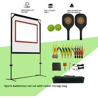 Badminton-Netz-Set für Erwachsene mit Ständer, All-in-One Outdoor-Sport, Badminton-Set, tragbares Netz mit Federbällen und Schlägern für Rasen, Garten, Park, Strand