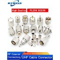 2Pcs UHF PL259 SO239 Connector UHF Male Female Plug for RG316/174 RG58 RG142 LMR240 RG5 RG6 RG8 LMR400 Cable RF Coaxial Adapter