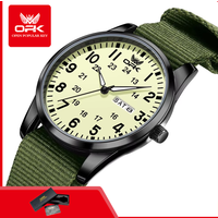 OPK 6090 Quartz Watches for Man Fashion Casual Nylon Webbing Watchband Dual Calendar Waterproof Luminous Men's Sports Watches