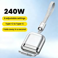 240W Dual Type C Extendable Data Cable Fast Charging Car Use Compatible for iphone17 Samsung Huawei Laptops Charging