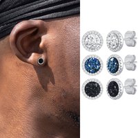 Shattered Zircon Stud Earrings for Men Boys,Anti Allergy Round Small Round Earrings,Minimalist Jewelry Gifts