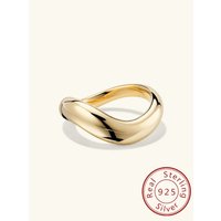 925 Sterling Silver Minimalism Simple Smooth Wave Ring For Women Engagement Anniversary Party High Quality Fine Jewelry Gifts