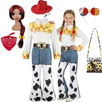 2026 Jessie Cowgirl Costume 2 Piece Set Sleeve shirt Cow Print Flared Pants Kids Cosplay Outfit Halloween Carnival Casual Wear image 4