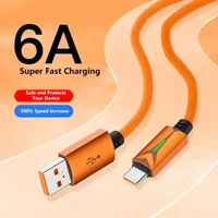 120W USB Type C Cable Fast Charging Data Cable LED High Speed Transfer Cord For iPhone 15 16 17 Smartphones Tablet Power Bank