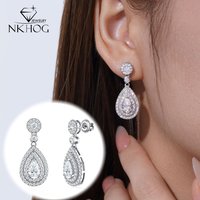 NKHOG Waterdrop Moissanite Drop Earrings For Women S925 Silver Luxury Lab Diamond Wedding Party Ear Studs Fine Jewelry Certified