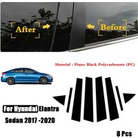 Fit For Hyundai Elantra Sedan 2017 2018 2019 2020 Gloss Black Pillar Posts Door Side Trim Window Moulding Decoration Cover