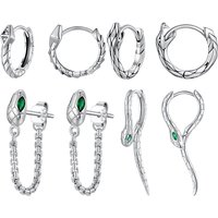 Bamoer 925 Sterling Silver Original Snake Hoop Earrings Tassel Zircon Ear Buckle Animal Vintage for Women Fine Jewelry New Year