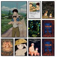 Prints Grave of The Fireflies Miyazaki Ghibli Anime Poster American Film Mural Home Childrens Room Wall Decor Print