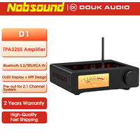 D1 Blueooth 5.2 Stereo Amplifier with Digital VU Meters & High-Pass Filter HiFi Home Power Amp with Treble & Bass Control