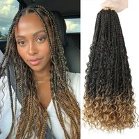 Goddess Box Braids Crochet Hair,8~24inch 8 Packs,Synthetic Braiding Hairpiece,Boho Box Braids Crochet Hair, Halloween Christmas