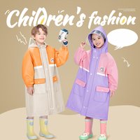 Children's Raincoat - School Style Waterproof Rain Poncho with Backpack Slot for Toddlers and Big Kids Rain Coat Rain Poncho