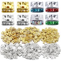 30pcs/lot 6/8mm Rhinestone Rondelle Crystal Square Loose Spacer Beads for Jewelry DIY Making Bracelet Necklace Accessories