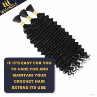 16 22 inch Deep Wave Bulk Braiding Hair No Weft Hair Extension For Women Micro Faux Locs Hair Wet Boho Braids Synthetic